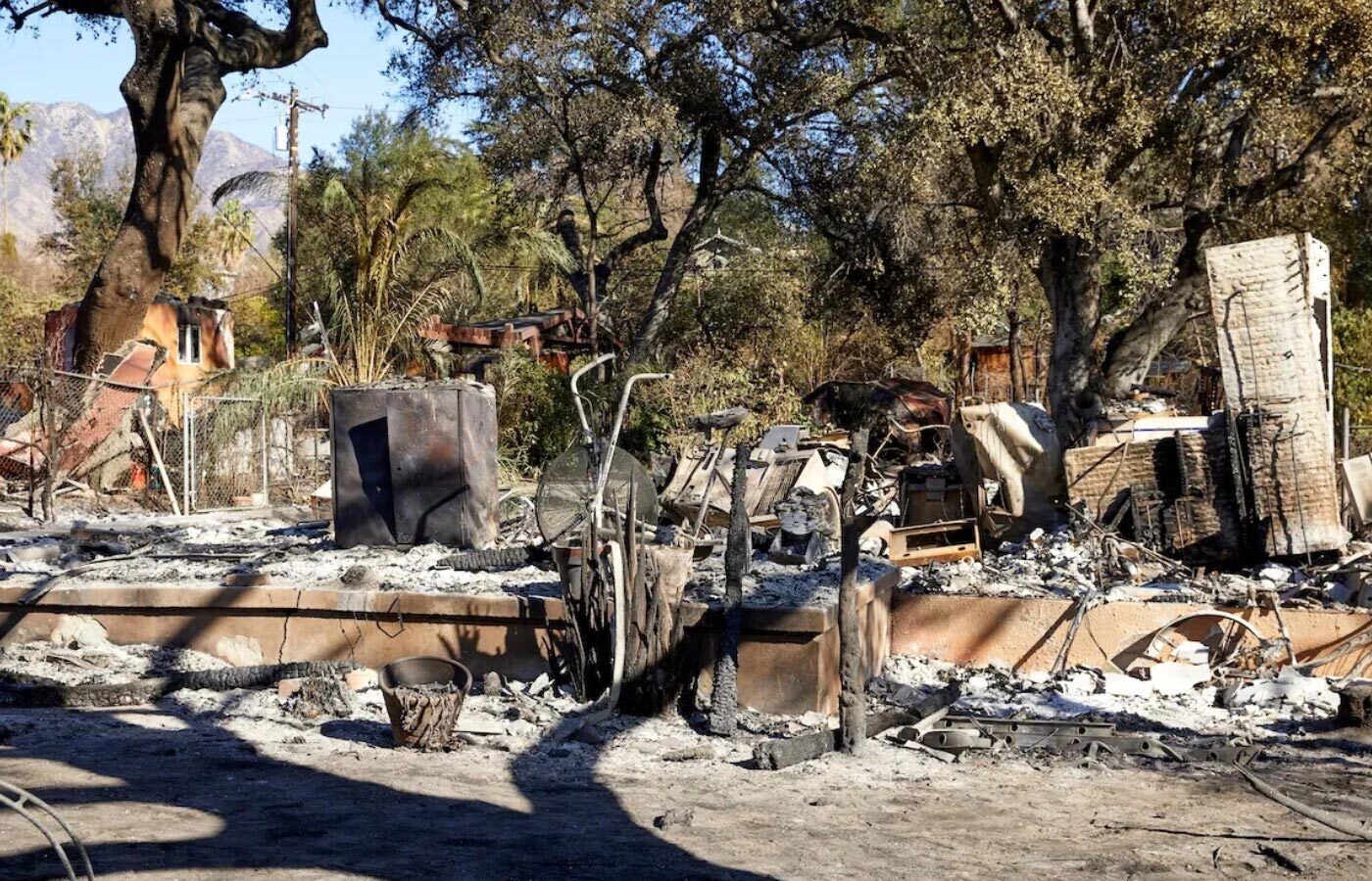burnt furniture outdoors showing how wildfires ravaged the area